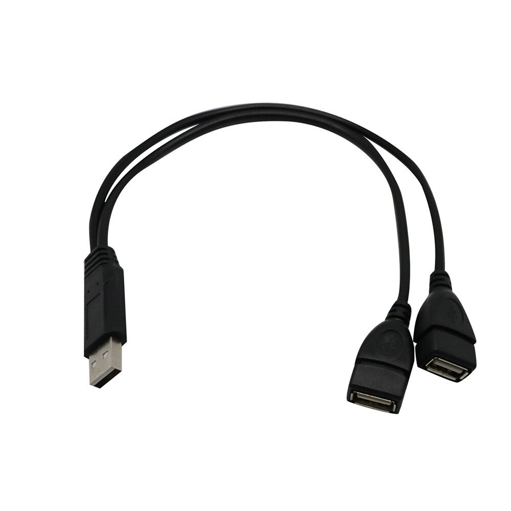 USB 2.0 A Male To 2 Dual Female Jack Y Splitter Hub Power Cord Adapter Cable USB 2.0 Male Connector For USB Device Black 20#23