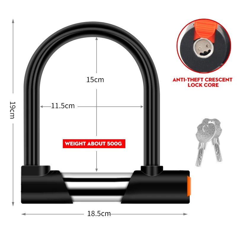Xunting Fiets U Lock Mtb Racefietslot Anti-Diefstal Veiligheid Motorfiets Scooter Fietsslot Sterke Fiets Accessoires: Default Title