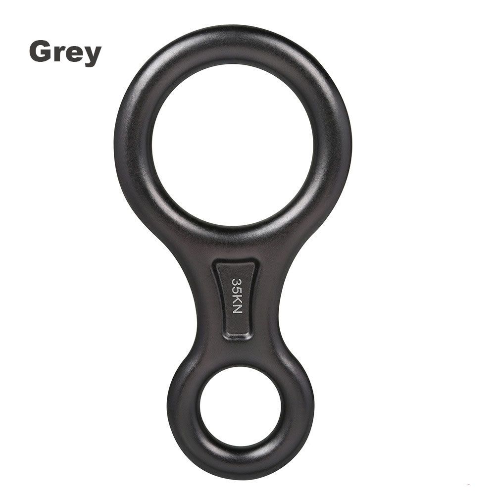 Rock Climbing 8-Shape Eight Ring Abseiling Device 35KN Descender Belay Rappelling Carabiner Downhill Rappelling Gear Molle: Grey