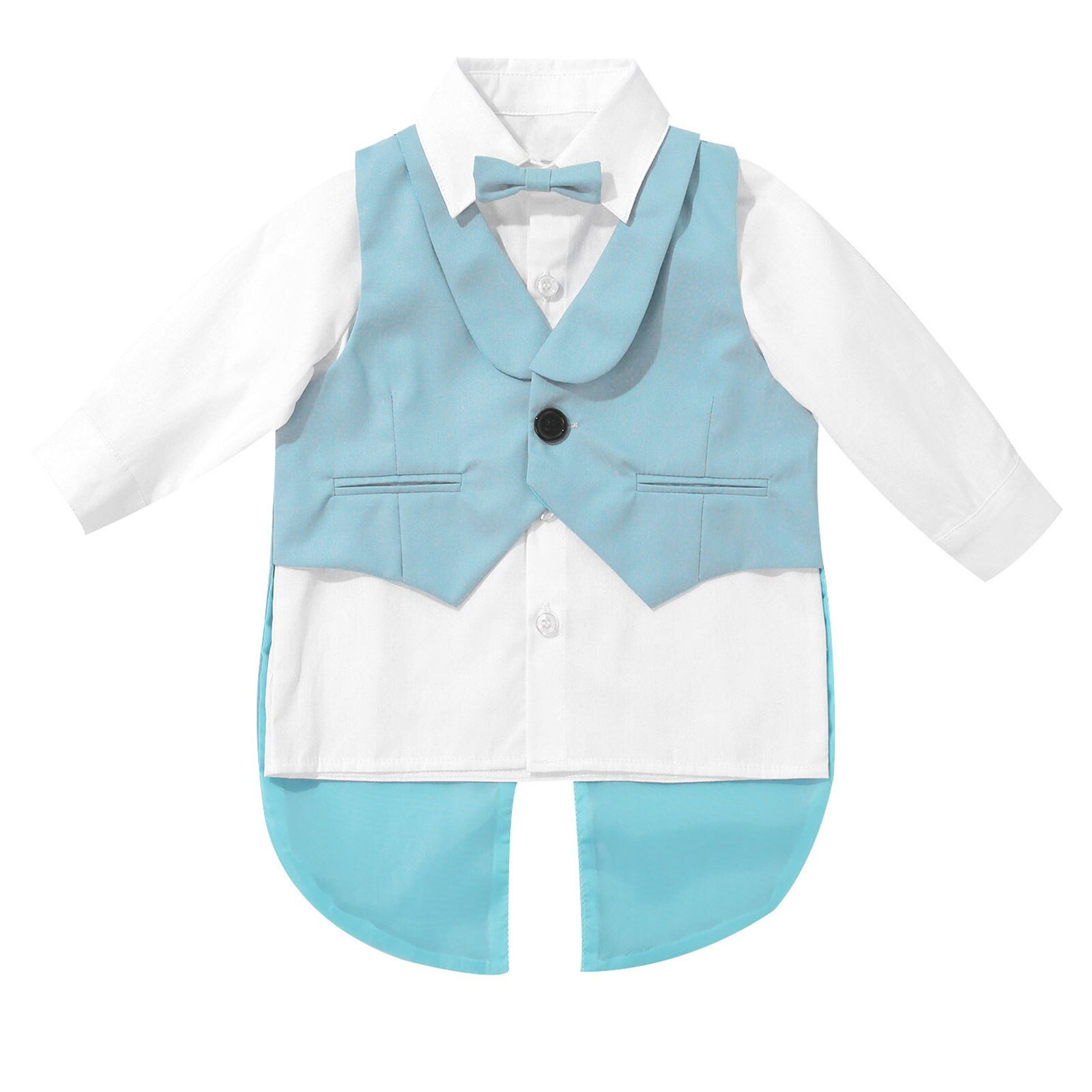 Trajes de esmoquin para bebés y niños, chaleco de esmoquin con botones, camisa blanca de manga larga, Top con pajarita