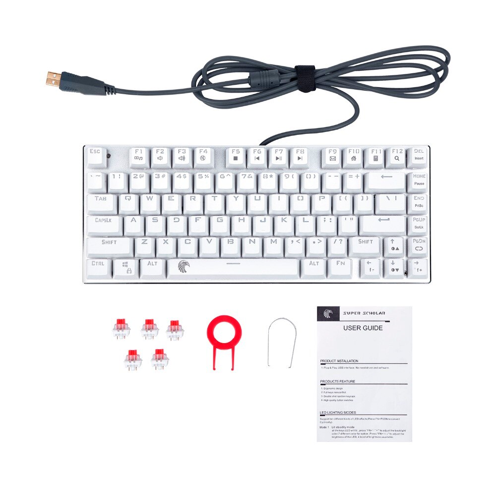 Z -88 litet mekaniskt tangentbord rgb bakgrundsbelyst 81 nycklar kompakt storlek usb-kabel mekaniskt spelmekaniskt tangentbord