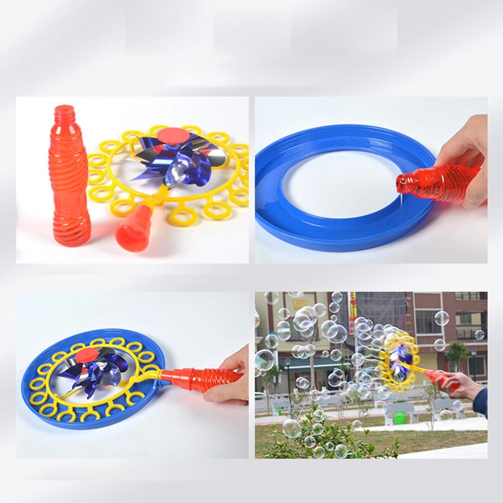 Twee-In-een Kinderen Speelgoed Bubble Stok Windmolen Draagbare Kinderen Bubble Wand Buiten Activiteit Bubble Concentraat Speelgoed Voor meisjes Jongens