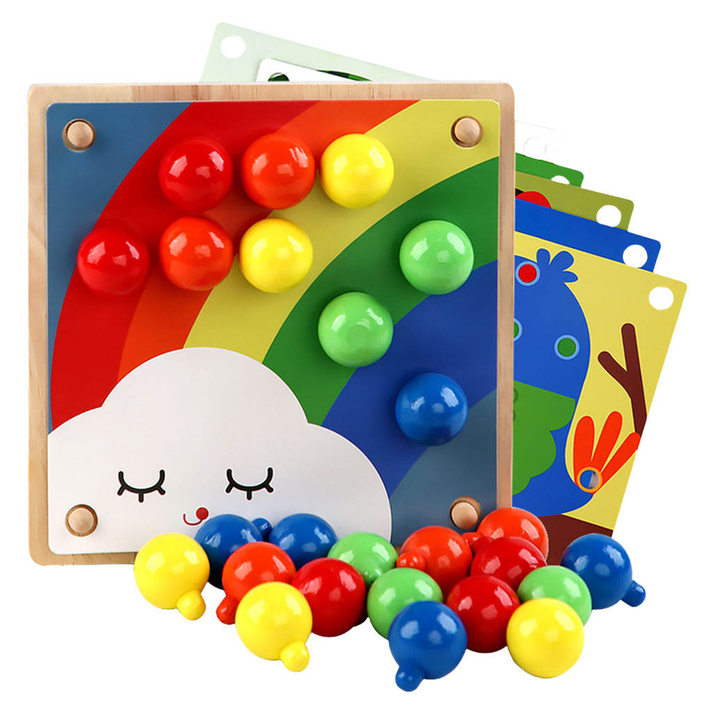 Houten Paddestoel Nagel Mozaïek Pegging Board Educatief Speelgoed Creatieve Gaven Peg Puzzel Knoppen Art Voor Leeftijd Over 3 Jaar Oud baby