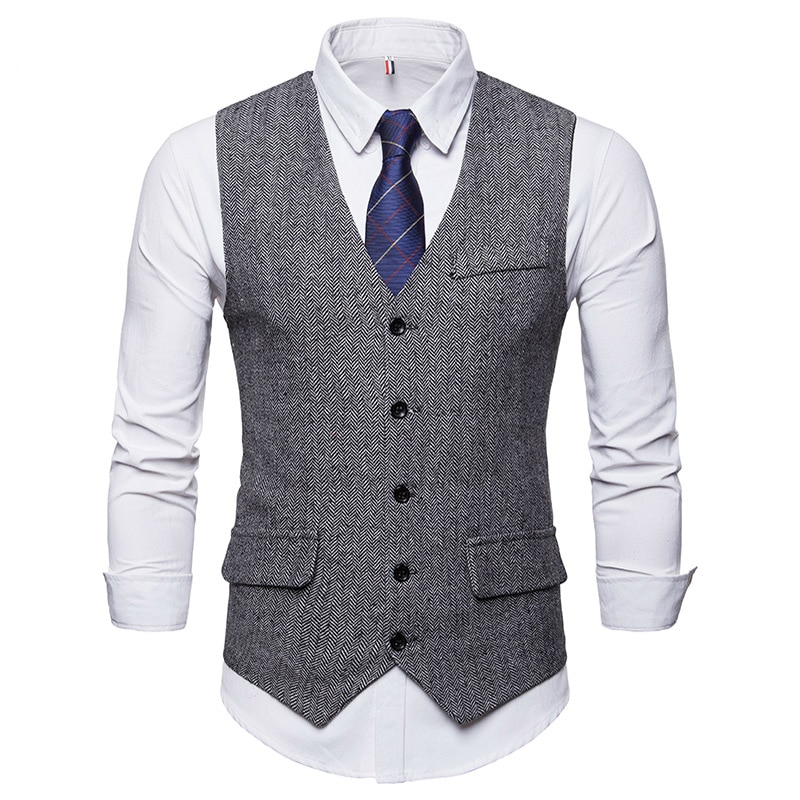 Smart casual puku liivi miesten bisnesliivi liivi miesten juhlapuku liivi puku yksirivinen klassinen v-pääntie hääpaita