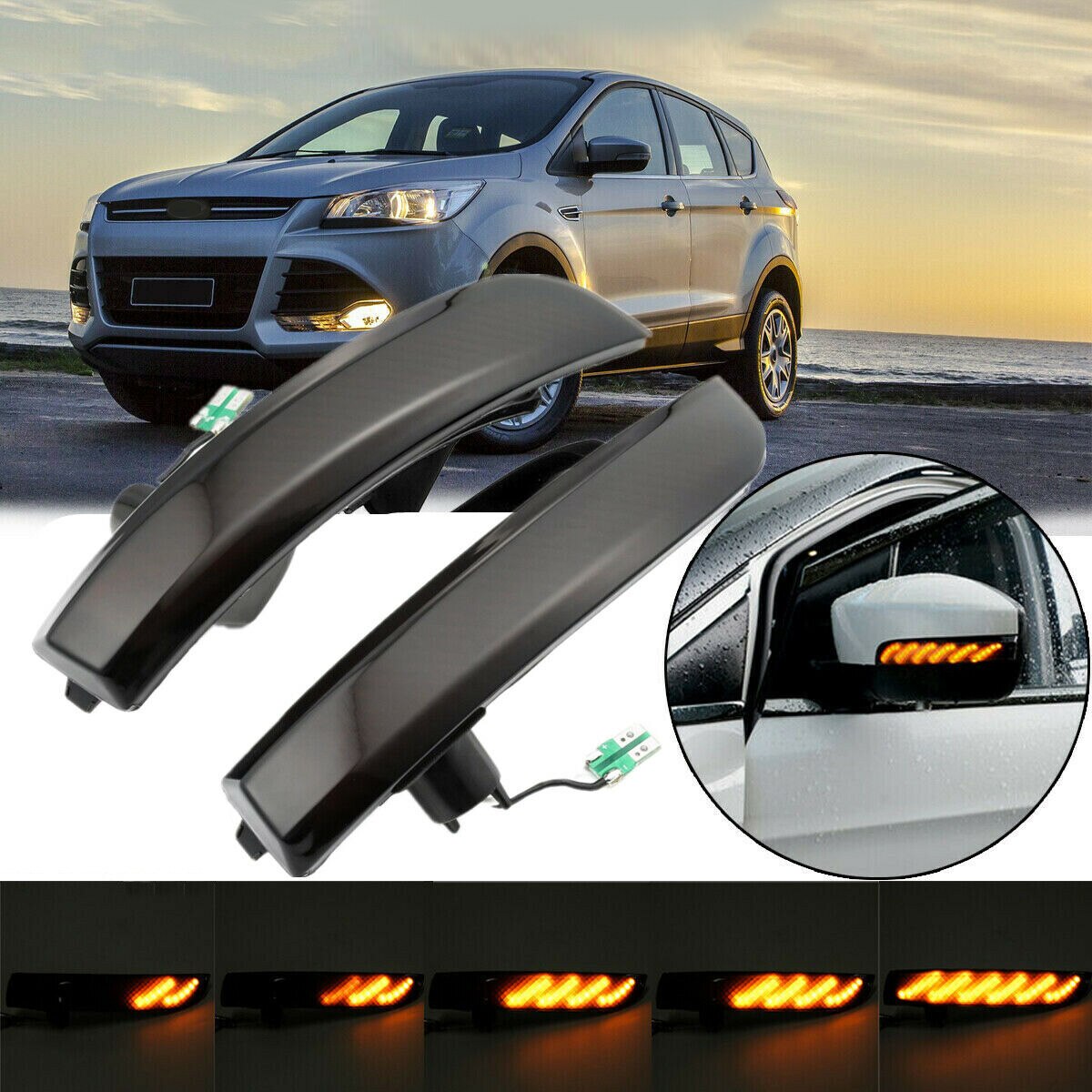 Lamp Turn Signal Light Yellow Replacement Parts For Ford Kuga Ecosport Front Right Left 1 Pair Rear View