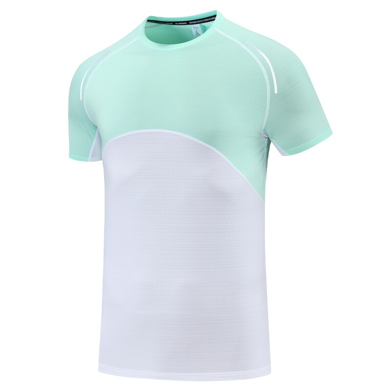 Running men jogging camisa de secagem rápida esportes casuais ao ar livre respirável manga curta impressão retalhos reflexivo ginásio tênis tshirts: white / XXL