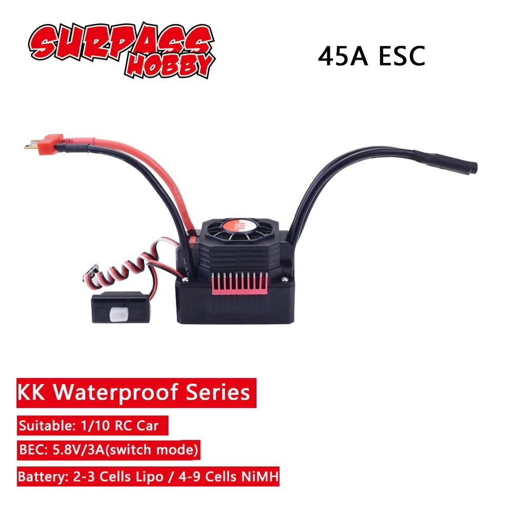 150A 120A Waterproof ESC KK Speed Controller 35A 45A 60A 80A for 1/8 1/10 1/12 RC Monster Redcat Volcano EPX Blackout XTE Buggy: 45A