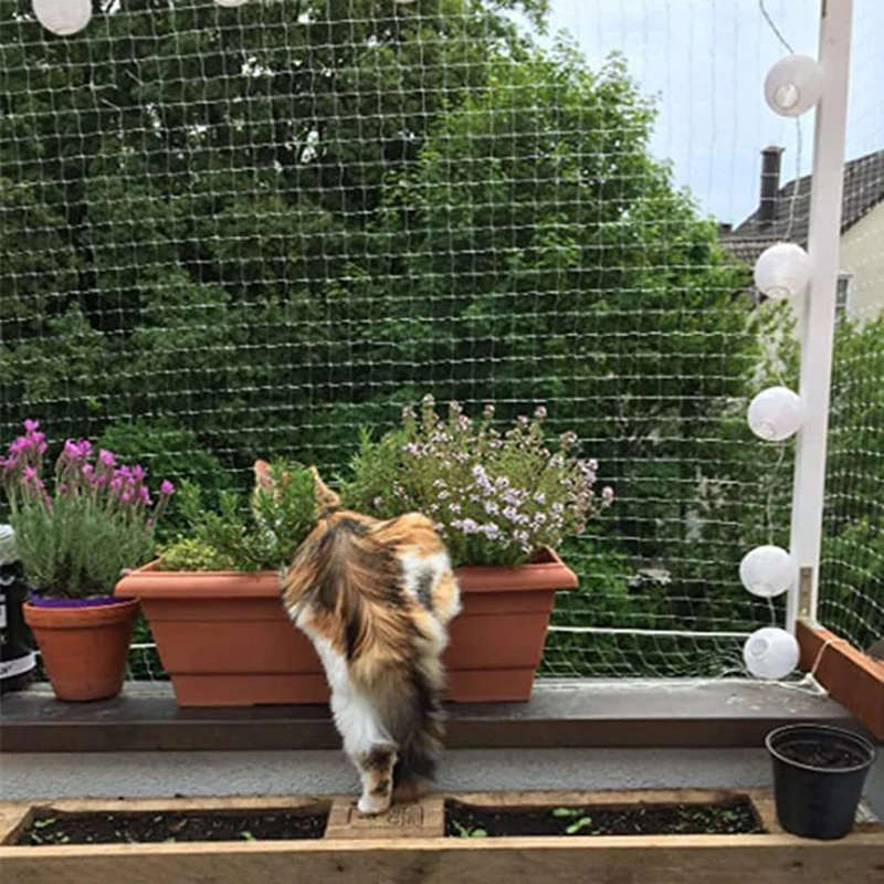 Valla de protección de seguridad para gatos, cerca de red anticaída para mascotas, protección de nailon para perros y gatos, malla transparente, valla protectora para balcón de nailon