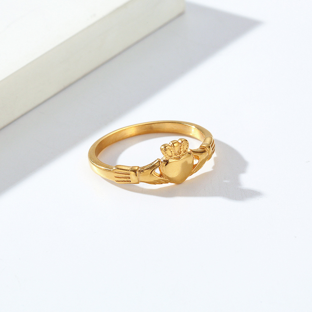 Anillo Claddagh irlandés, corona de corazón de acero inoxidable, banda de promesa de boda para mujeres y hombres, corona de compromiso, banda de boda