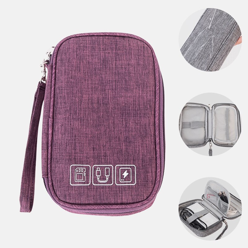Kabel taske organizer ledninger oplader digital usb gadget bærbar elektronisk øretelefon etui lynlås opbevaringspose tilbehør rejse: 2