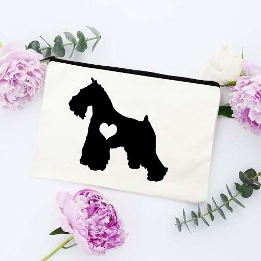 Fun Liefde Hond Afdrukken Cosmetische Zakken Make Pouch Canvas Herbruikbare Purse Beauty Bag Organizer Toilettas Tassen Eco Wassen Pouch: W04325-TBWH-D