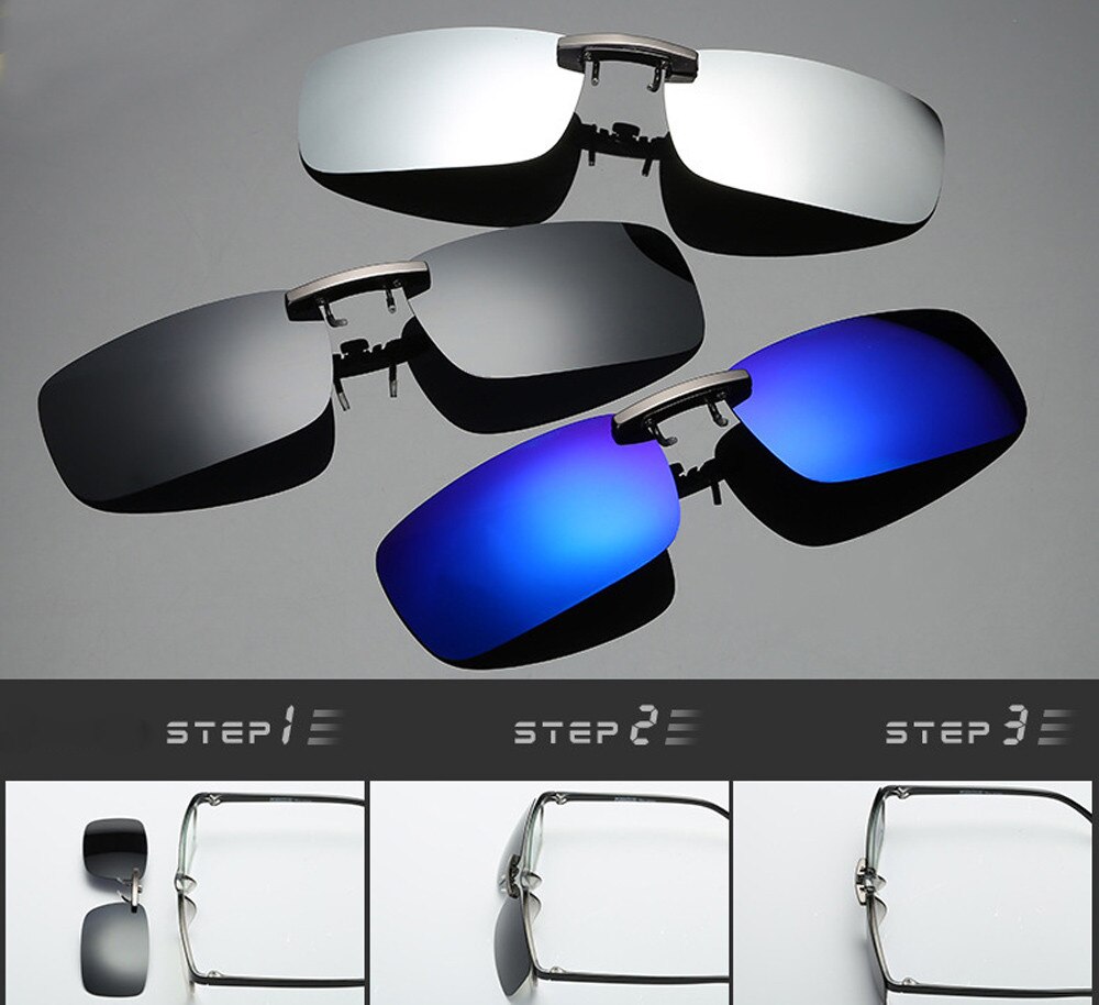 Lente de visión nocturna desmontable conducción Metal polarizado Clip en gafas de sol gafas de conductor de coche