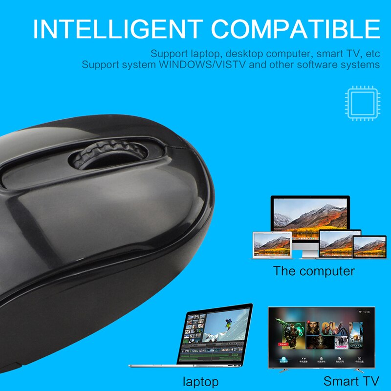 USB Wireless Mouse Solid Color Ergonomic Optical Mice Laptop Game Player JR Deals