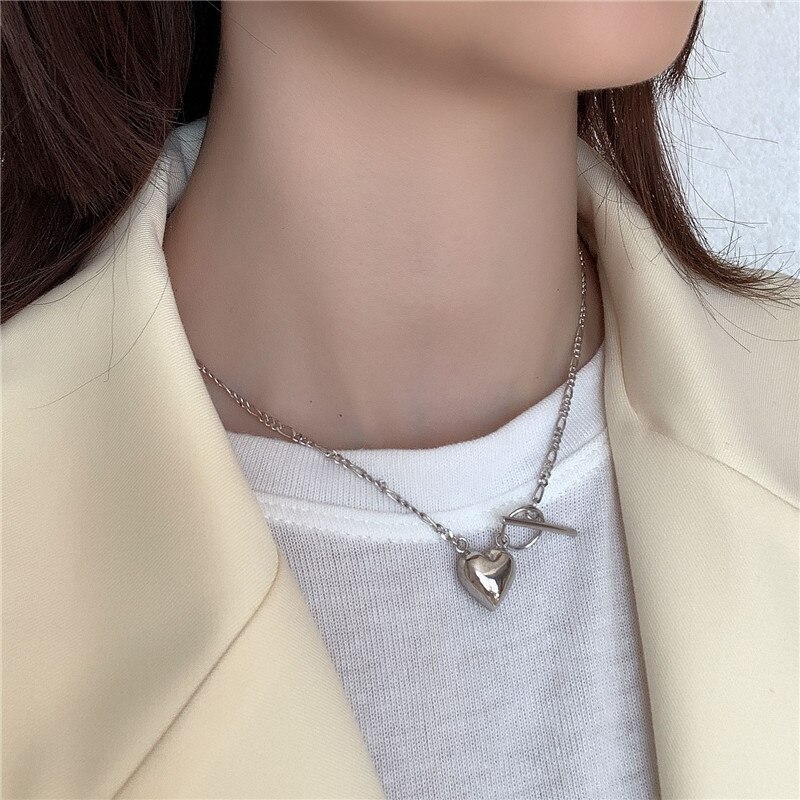 Ruiyi Echt 925 Sterling Zilveren Vrouwen Niche Hart Hanger Ketting Vrouwelijke Mode Trui Keten Chokers 18K Gold Chic Ketting