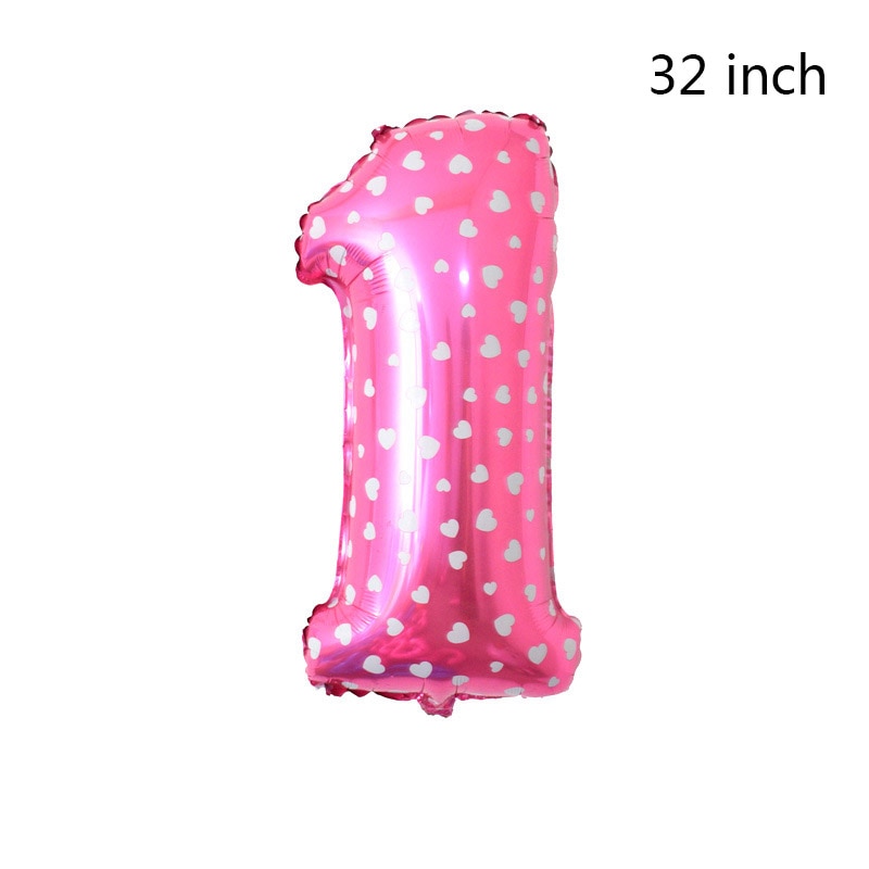Ballons pour bébé 1 premier anniversaire | Ballon pour fille et garçon de 1 an, ballons avec numéros à feuille d'aluminium, décoration de fête pour enfants, de fête: 32 inch pink 1