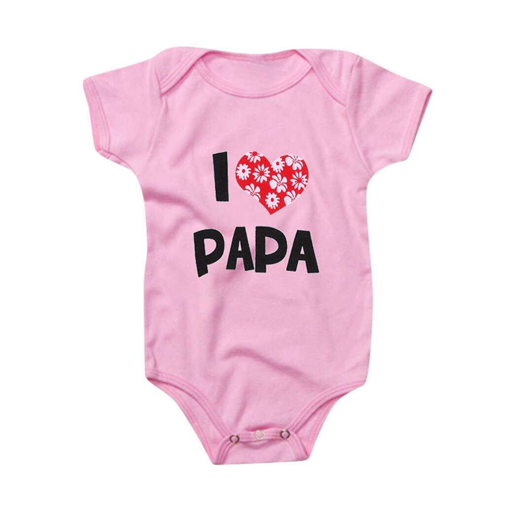 Pasgeboren Rompertjes Baby Baby Meisjes Jongens Korte Mouw Kostuum I Love Papa Romper Set Valentijnsdag Kleding Pasgeboren Baby kleding: PK / L2
