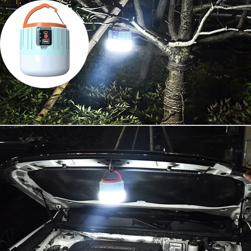 Portable Camping LED Lantern Lamp Outdoor Waterproof Top Hook Compact Rechargeable Tent Light For Camping Fishing Lamp