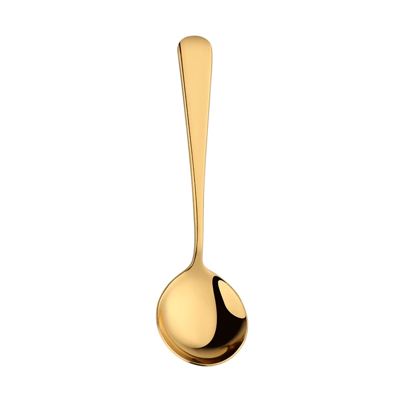 6/8/11Pcs Stainless Steel Soup Spoons Round Dessert Spoon 11 Colors Spoons Set Ice Cream Scoop Spoon In Party Dinnerset: Gold