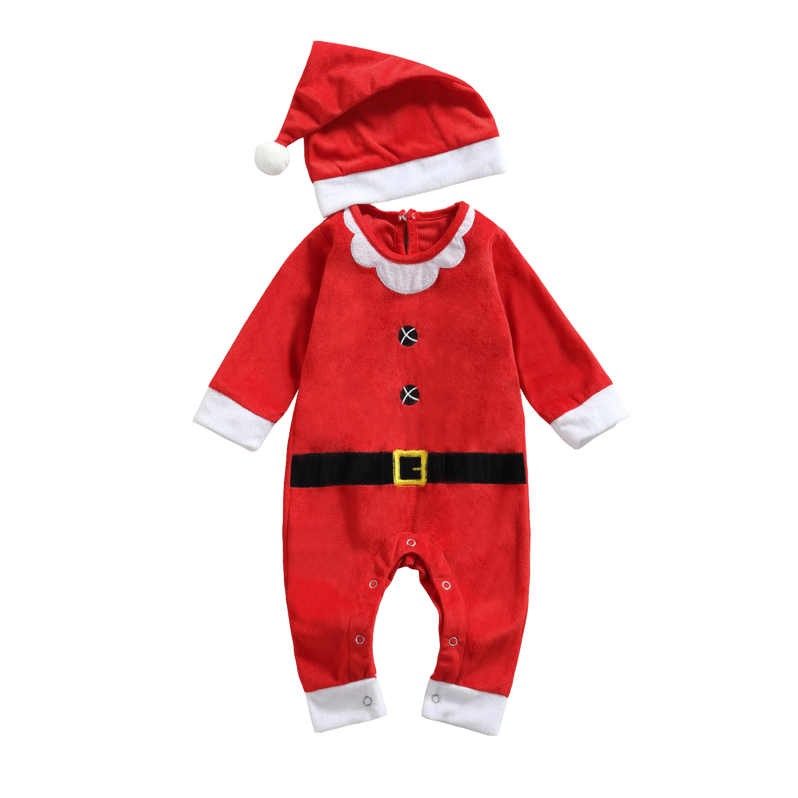 Kleinkind Baby Mädchen Jungen 2Stck Weihnachten Outfits, Langarm Rundhals Gesamt mit Hütte einstellen Santa Cosplay Kostüm