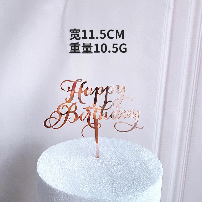 Krone gratulerer med dagen kake topper kake innlegg dekorere rekvisita akryl rosa måke topper cupcak flagg bursdagsfest dekorasjon: rose måke 6