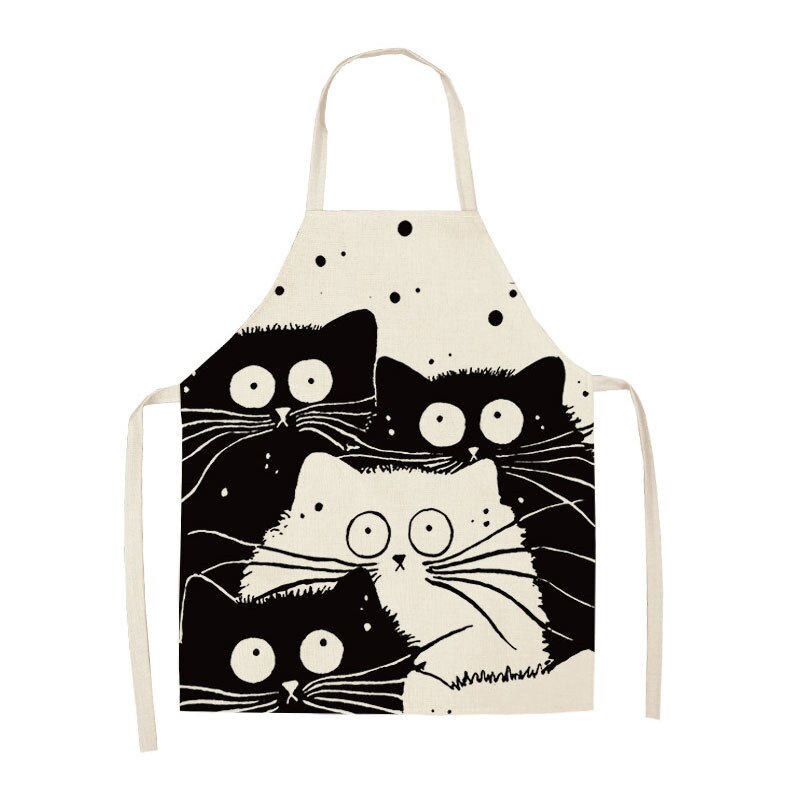 Moderne minimalistische schattige cartoon katten patroon schort katoen en linnen materiaal is verfrissend en gemakkelijk te dragen: 3 / 49 cm x 40cm