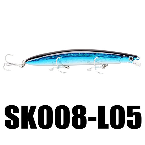 SeaKnight Brand SK008 Series 8PCS/Lot Minnow Fishing Lures 20g 125mm 0.3~0.9M Artificial Hard Bait 3D Eyes 3 Hooks Fishing Lure: 8 Pieces Color L05