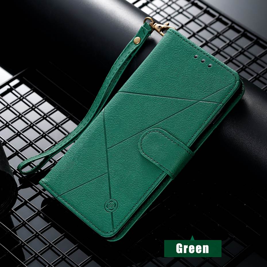 3D Ruit Leather Flip Case Voor Samsung Galaxy J4 Telefoon Case Voor Samsung Galaxy J4 J400F J400 SM-J400F case Back Cove: Green