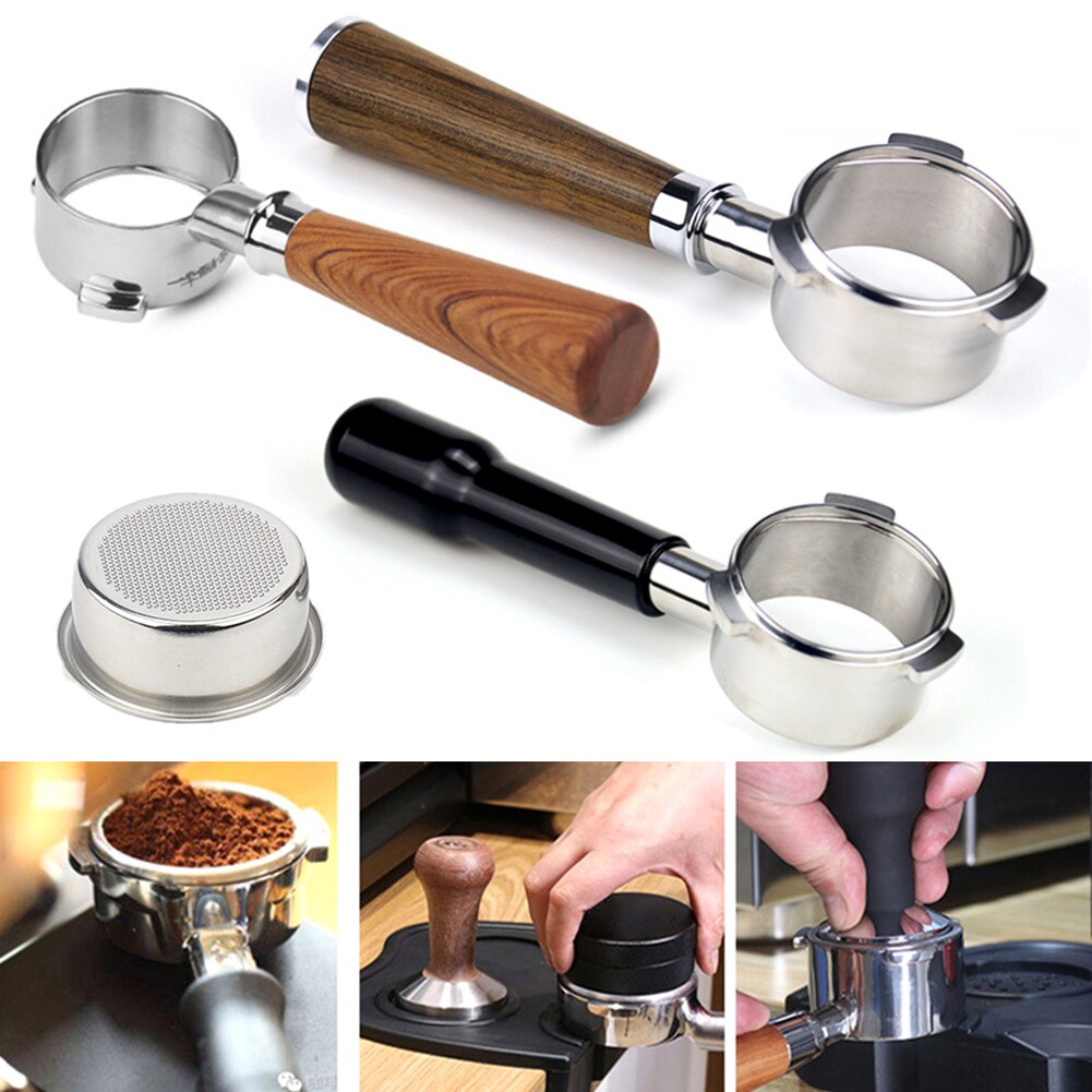 Træhåndtag filternet 54mm kaffe espressomaskine portafilter filterkurv til breville 870/875/808 mesh filter kaffegrej