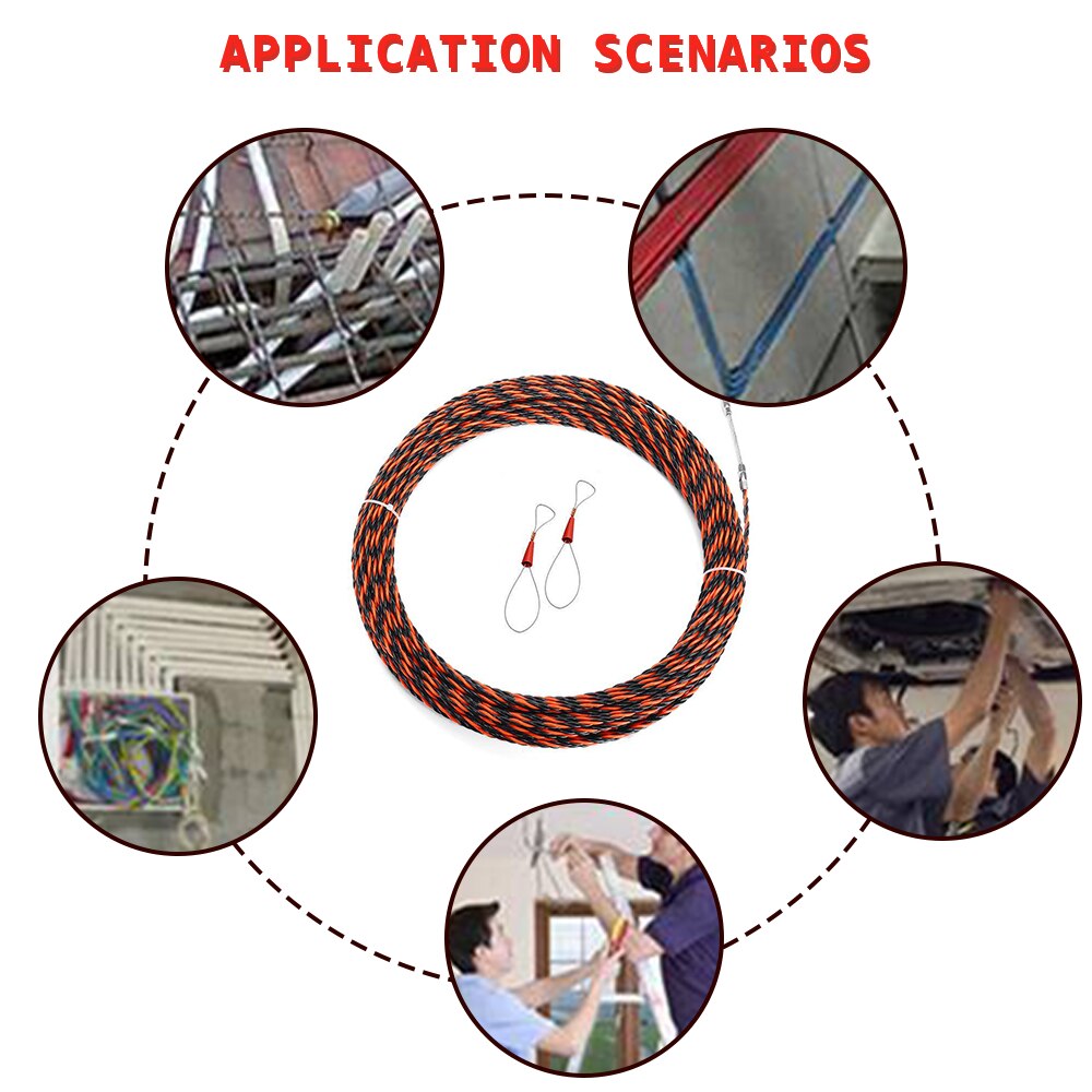 5-15M 5mm Cable Puller Fiberglass Electric Cable Wire Puller Electrical Tool Tape Cable Guide Device Push Duct Snake Rodder Fish