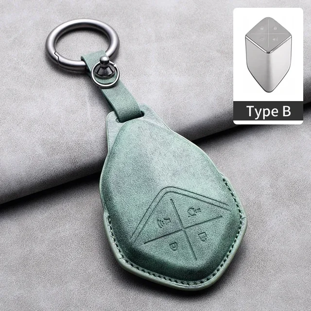 4 Buttons Car Remote Key Case Cover for Changan Deepal S7 SL03 Leather Car Key Shell Fob Holder Protector Keychain for Deepal: Brown