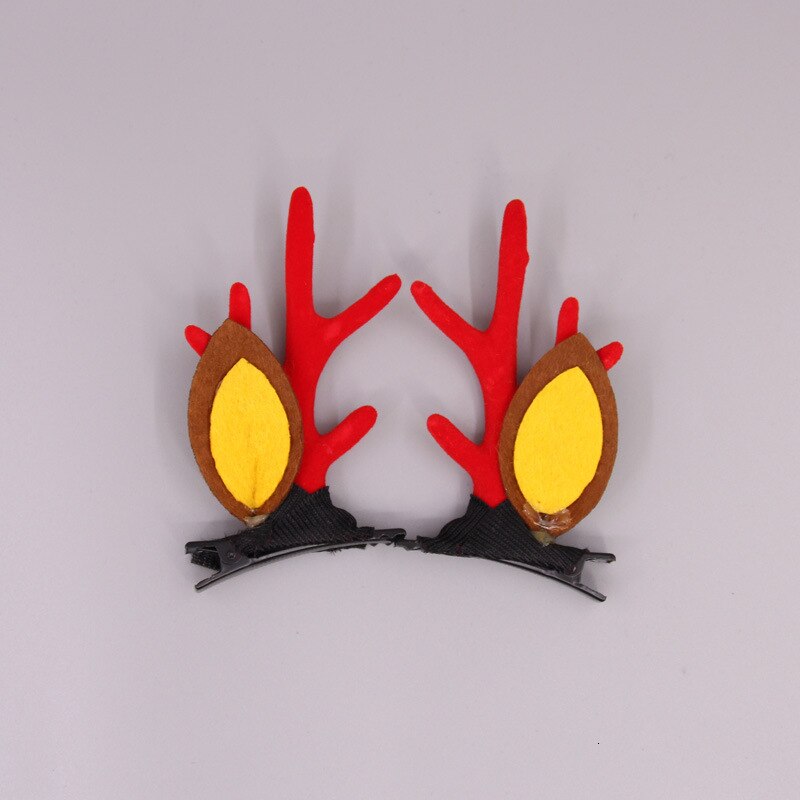 Christmas Cute Antler Hair Clips Festival Style Red Antler Headband Moose Mushroom Forest Nut Hair Accessories Hairpins: 2pcs 7
