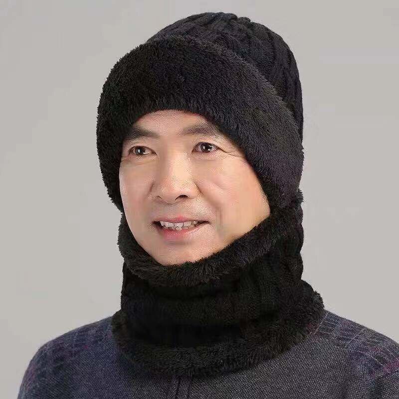 MAERSHEI sombrero tejido mujer pañuelo de color liso y sombreros de las mujeres de invierno gruesa gorros de abrigo la Edad Media tapas: Black