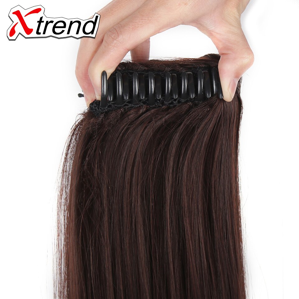 Xtrend-coletas de pelo sintético para mujer, extensiones de cabello de fibra de alta temperatura, con Clip de garra, peine de plástico, 20 pulgadas