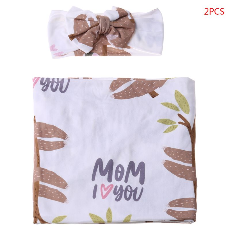 Ensemble de couverture et bandeau pour nouveau-né, lange en coton avec animaux de dessin animé,  r2jf pièces