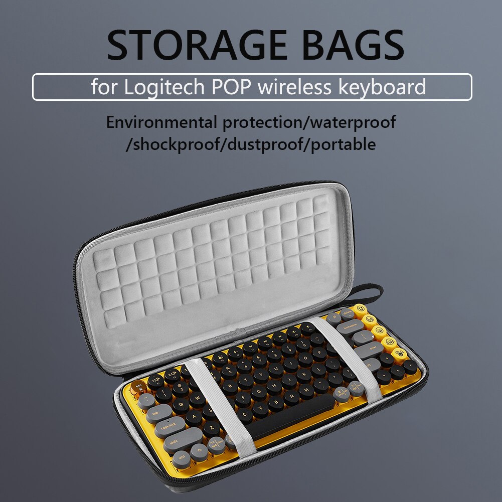 Hard Keyboard Storage Carrying Case Waterproof EVA Protective Pouch Case for Logitech POP Keyboard Premium Wireless Keyboard
