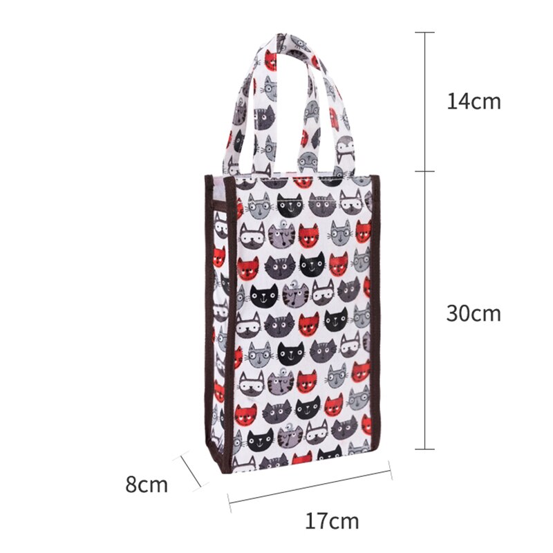 MABULA – sac à main en Nylon pour bouteille de vin, fourre-tout pliable, , Portable, réutilisable, mignon, dessin animé, emballage pour vin
