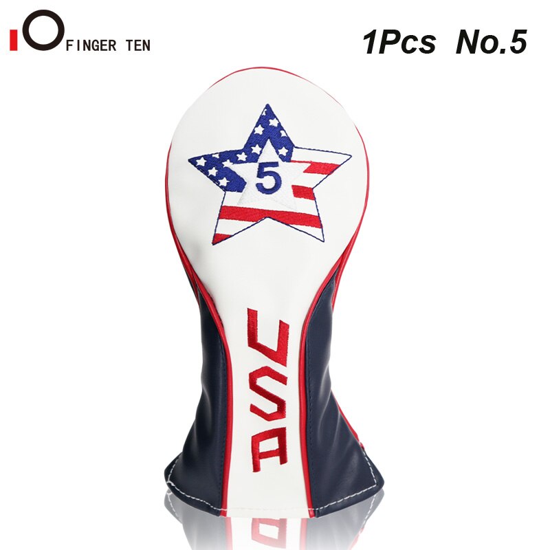 Deluxe Synthetic Leather Golf Head Covers for Woods Driver Fairway Rescue Club Cover No.1 3 5: 1Pc No.5-USA Star