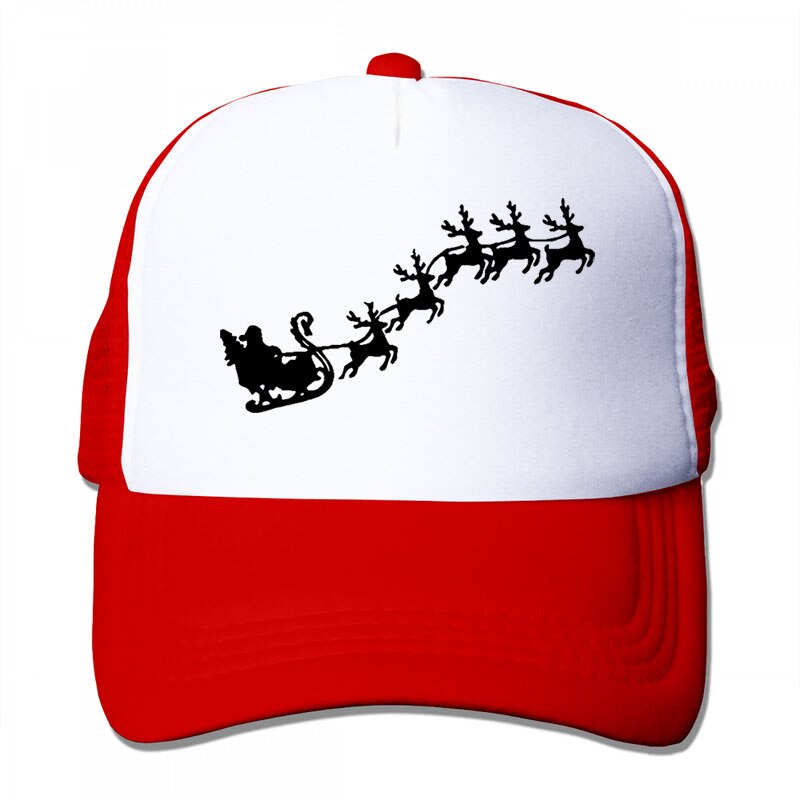 Santa Reindeer Baseball cap men women Trucker Hats adjustable cap: 3-Red