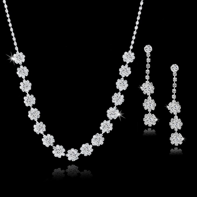 Sselam-ensemble de bijoux en strass pour femmes, ensemble de bijoux de mariage, collier, boucles d&#39;oreilles, pompon, accessoires, SET150067