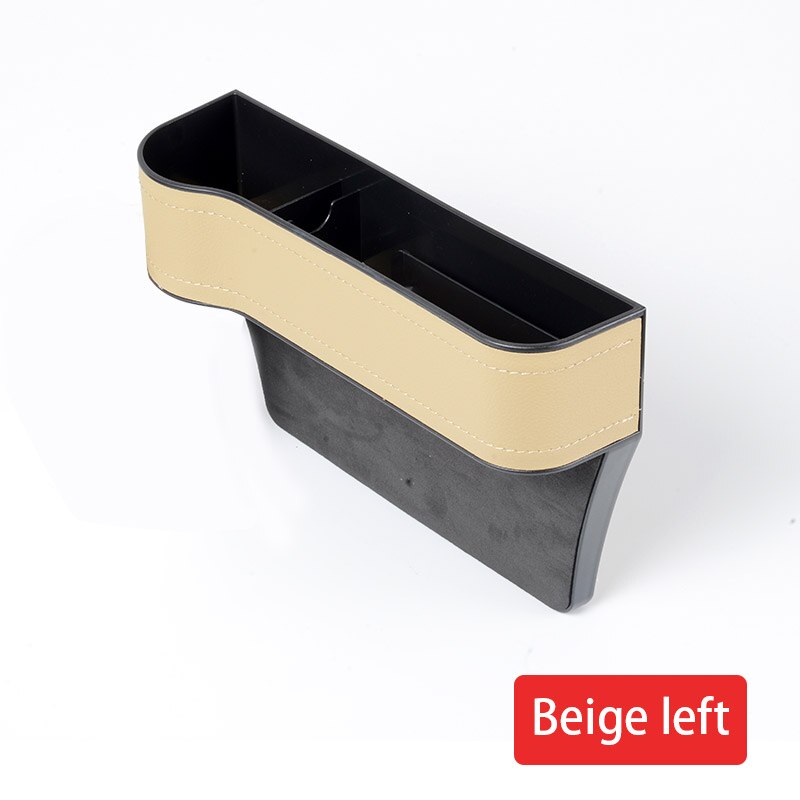 Bilsæde arrangør pu læder holder arrangør multifunktionel bilsæde hul opbevaringsboks sæde søm lommer bagagerum organisator: Læder beige tilbage