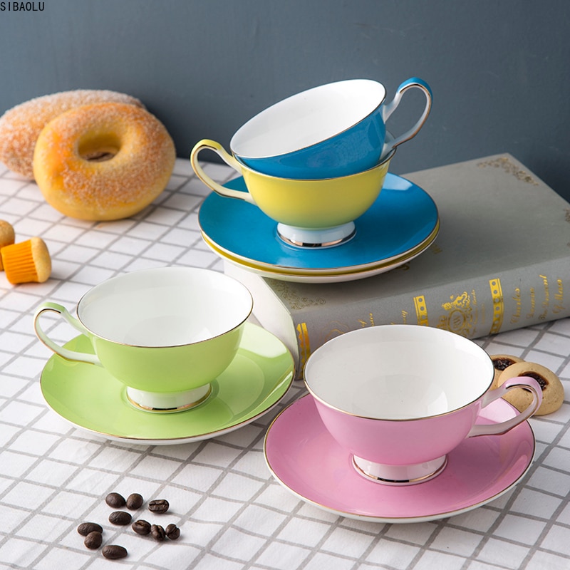 220ML, bunte knochen China kaffee tasse und untertasse einstellen, nespresso tasse einstellen, tazas Cafe termos kaffee becher, Cappuccino tasse einstellen