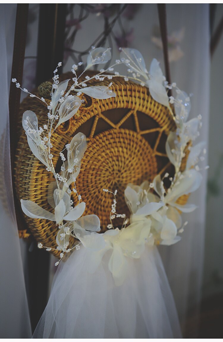 Cc Bruidssluier Bruiloft Accessoires Voor Vrouwen Bloem Kroon Met Kam Wit Ivoor Hoofdbanden Hoofddeksels Real Photo V667