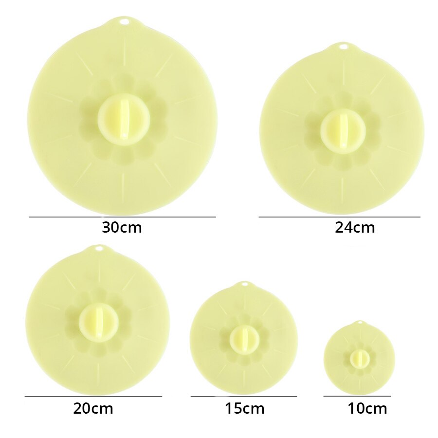 Reusable Silicone Bowl Cover Food Saver Pot Lid Heat Resistant Microwave Cooking Pot Cover Fresh Keeping Cover Kitchen Gadgets: 5pcs Yellow