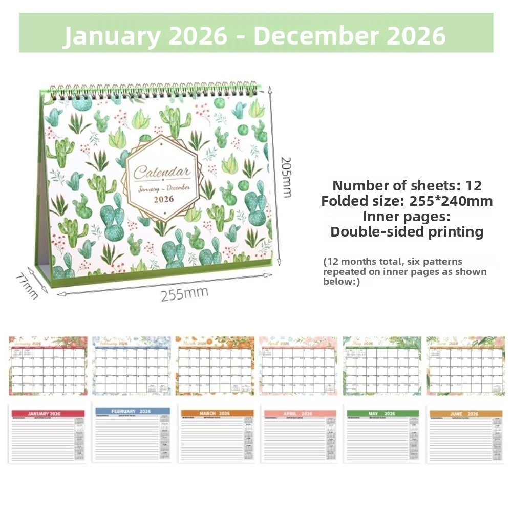 Desktop Calendar Portable Daily Schedule Standing Flip Calendar To Do List Memo Pad Annual Schedule Organizer