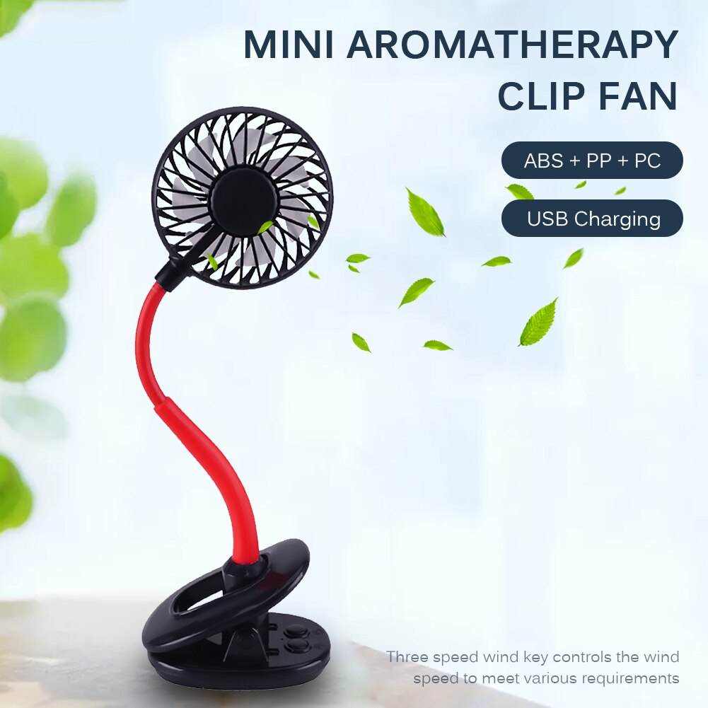 Mini Aromatherapy Clip Fan USB Rechargeable Portable Electric Ventilator