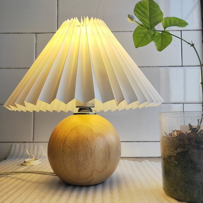 Koreansk plisseret bordlampe ins diy keramiske bordlamper til stuen boligindretning sød lampe med trefarvet led pære ved siden af lampen