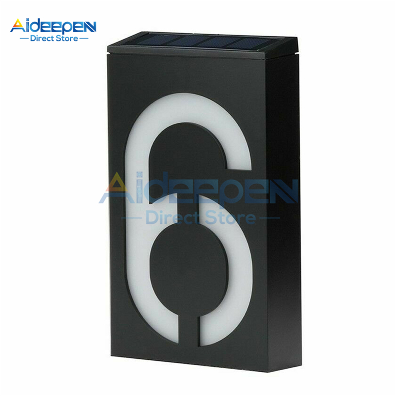 LED Digital Solar Power Light Sign House Number Doorplate Door Number Address Digits Wall Mount Number With Battery For Home
