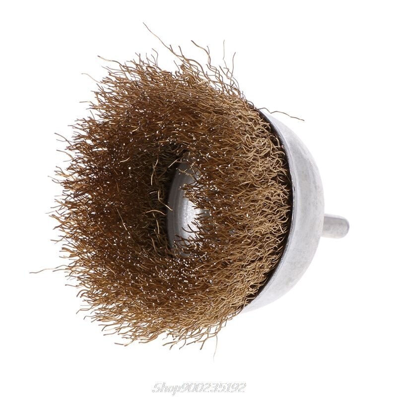 1 st skål stålborste 6mm skaft diameter platt ståltråd hjul elektrisk borr slipkvarn polerskiva avrostningsverktyg  jy29 20