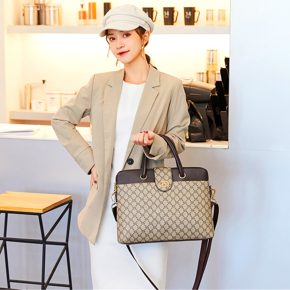 Modernos maletines de piel para ordenador portátil para mujer, bolsos de oficina para mujer, bolso de negocios de piel, bolsos de hombro para ordenador portátil