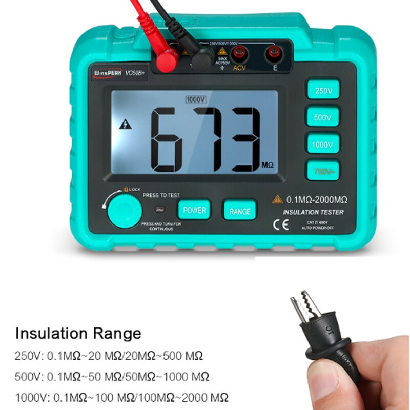 VC60B+ Digital Insulation Resistance Tester 250V/500V/1000V Insulation ...